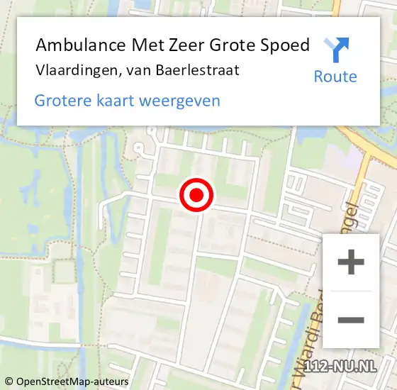 Locatie op kaart van de 112 melding: Ambulance Met Zeer Grote Spoed Naar Vlaardingen, van Baerlestraat op 6 mei 2024 15:50