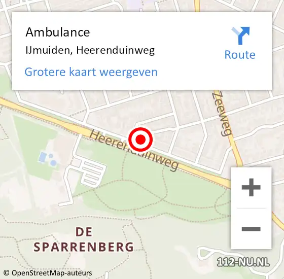 Locatie op kaart van de 112 melding: Ambulance IJmuiden, Heerenduinweg op 6 mei 2024 15:51