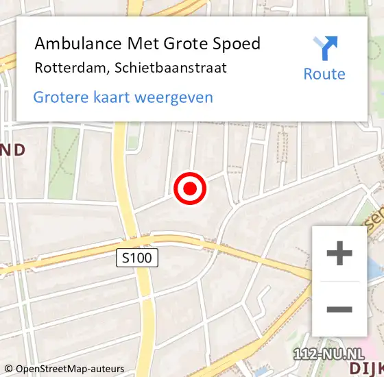 Locatie op kaart van de 112 melding: Ambulance Met Grote Spoed Naar Rotterdam, Schietbaanstraat op 6 mei 2024 15:57