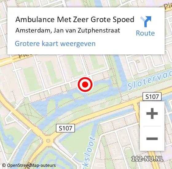 Locatie op kaart van de 112 melding: Ambulance Met Zeer Grote Spoed Naar Amsterdam, Jan van Zutphenstraat op 6 mei 2024 16:08