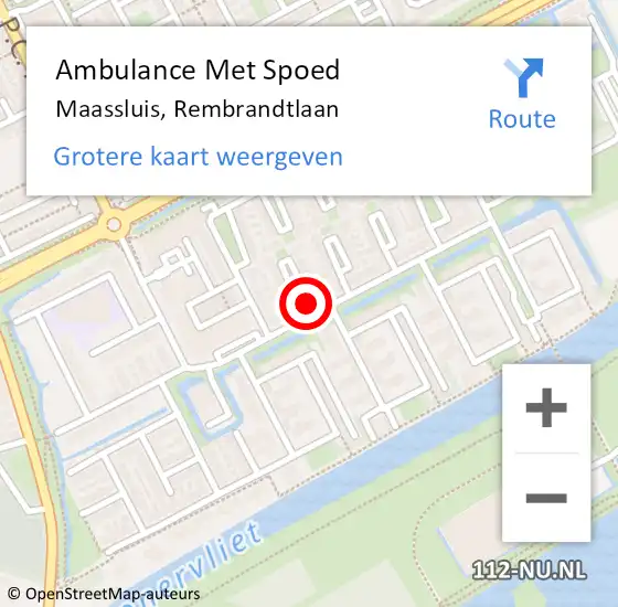 Locatie op kaart van de 112 melding: Ambulance Met Spoed Naar Maassluis, Rembrandtlaan op 6 mei 2024 16:16