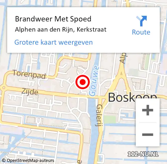 Locatie op kaart van de 112 melding: Brandweer Met Spoed Naar Alphen aan den Rijn, Kerkstraat op 6 mei 2024 16:20