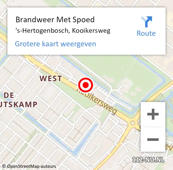 Locatie op kaart van de 112 melding: Brandweer Met Spoed Naar 's-Hertogenbosch, Kooikersweg op 6 mei 2024 16:25