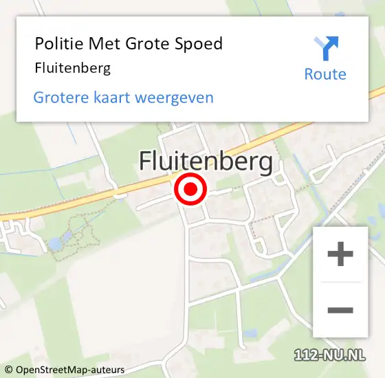 Locatie op kaart van de 112 melding: Politie Met Grote Spoed Naar Fluitenberg op 6 mei 2024 16:37