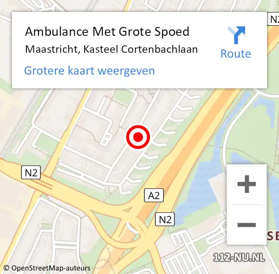 Locatie op kaart van de 112 melding: Ambulance Met Grote Spoed Naar Maastricht, Kasteel Cortenbachlaan op 6 mei 2024 16:37