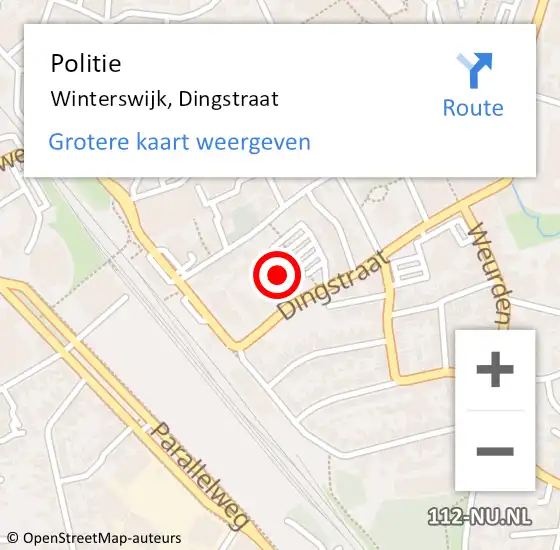 Locatie op kaart van de 112 melding: Politie Winterswijk, Dingstraat op 6 mei 2024 17:06