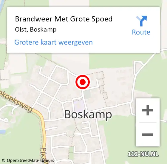 Locatie op kaart van de 112 melding: Brandweer Met Grote Spoed Naar Olst, Boskamp op 6 mei 2024 17:10