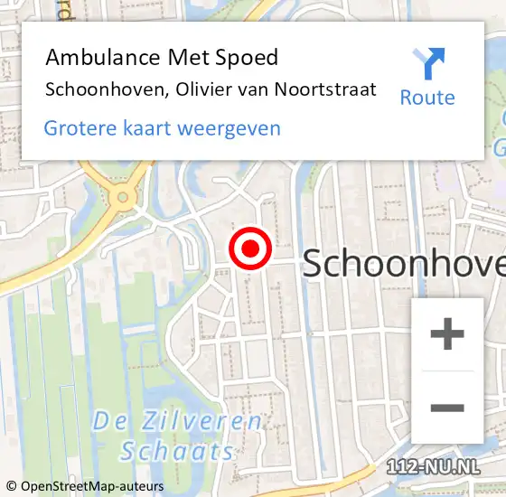 Locatie op kaart van de 112 melding: Ambulance Met Spoed Naar Schoonhoven, Olivier van Noortstraat op 6 mei 2024 17:14