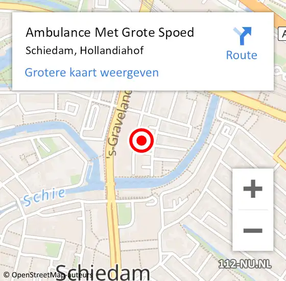 Locatie op kaart van de 112 melding: Ambulance Met Grote Spoed Naar Schiedam, Hollandiahof op 6 mei 2024 17:19