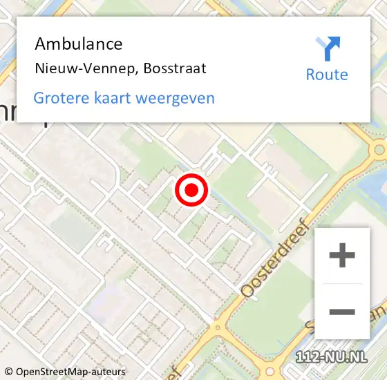 Locatie op kaart van de 112 melding: Ambulance Nieuw-Vennep, Bosstraat op 6 mei 2024 18:00