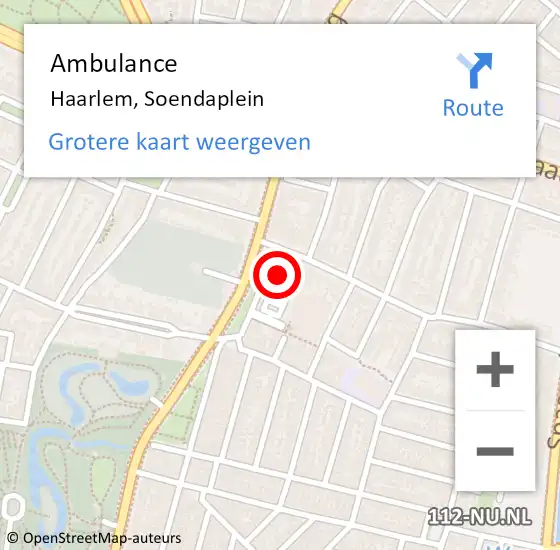 Locatie op kaart van de 112 melding: Ambulance Haarlem, Soendaplein op 6 mei 2024 18:12