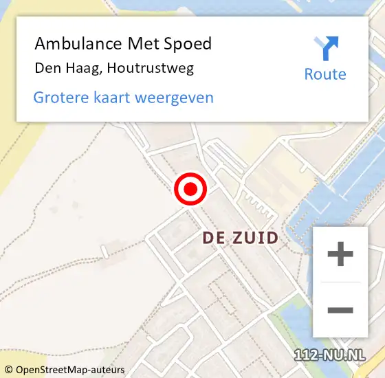 Locatie op kaart van de 112 melding: Ambulance Met Spoed Naar Den Haag, Houtrustweg op 6 mei 2024 18:14