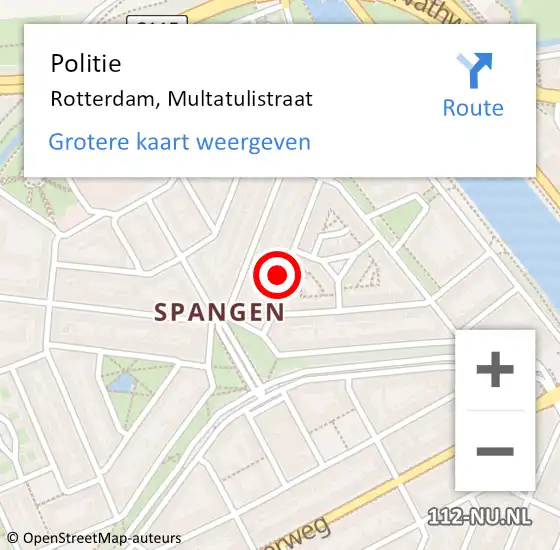 Locatie op kaart van de 112 melding: Politie Rotterdam, Multatulistraat op 6 mei 2024 18:29