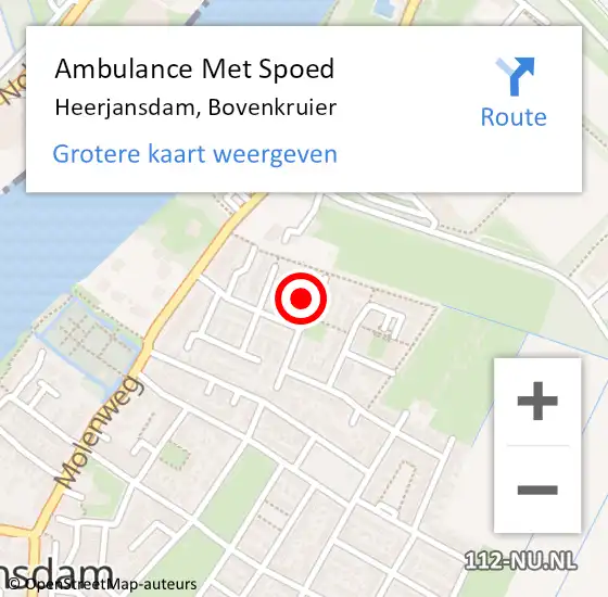 Locatie op kaart van de 112 melding: Ambulance Met Spoed Naar Heerjansdam, Bovenkruier op 6 mei 2024 18:45