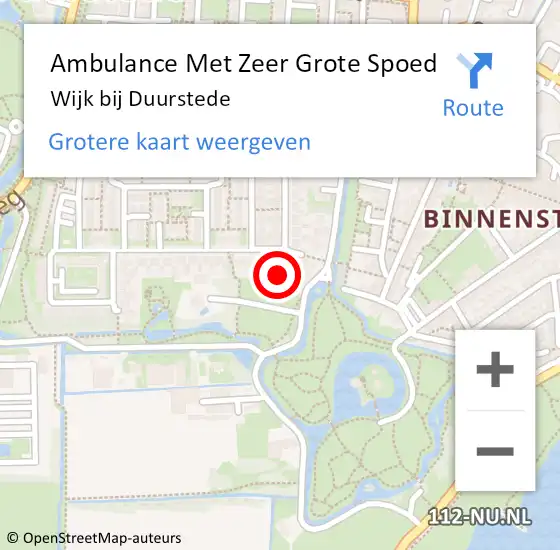 Locatie op kaart van de 112 melding: Ambulance Met Zeer Grote Spoed Naar Wijk bij Duurstede op 6 mei 2024 18:47