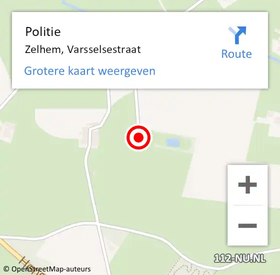 Locatie op kaart van de 112 melding: Politie Zelhem, Varsselsestraat op 6 mei 2024 18:47