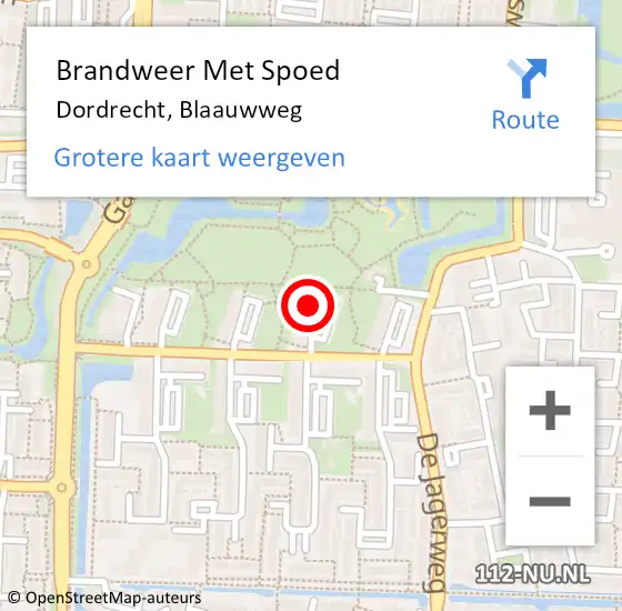 Locatie op kaart van de 112 melding: Brandweer Met Spoed Naar Dordrecht, Blaauwweg op 6 mei 2024 18:55