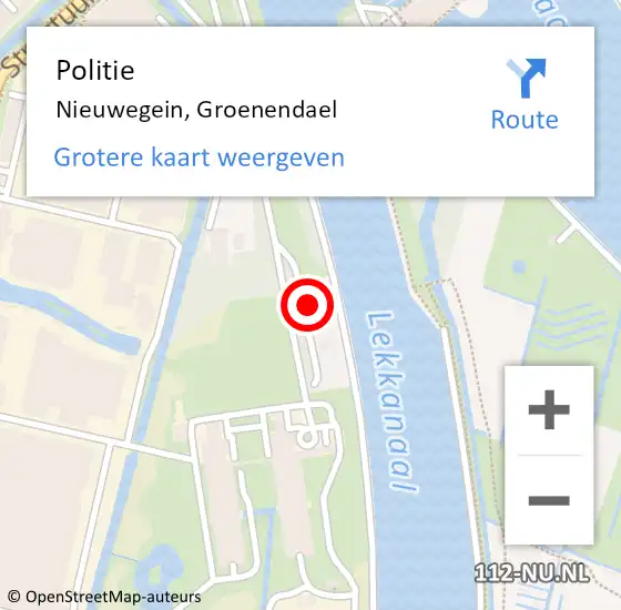 Locatie op kaart van de 112 melding: Politie Nieuwegein, Groenendael op 6 mei 2024 18:55