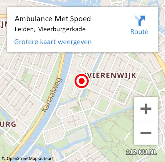 Locatie op kaart van de 112 melding: Ambulance Met Spoed Naar Leiden, Meerburgerkade op 6 mei 2024 19:17