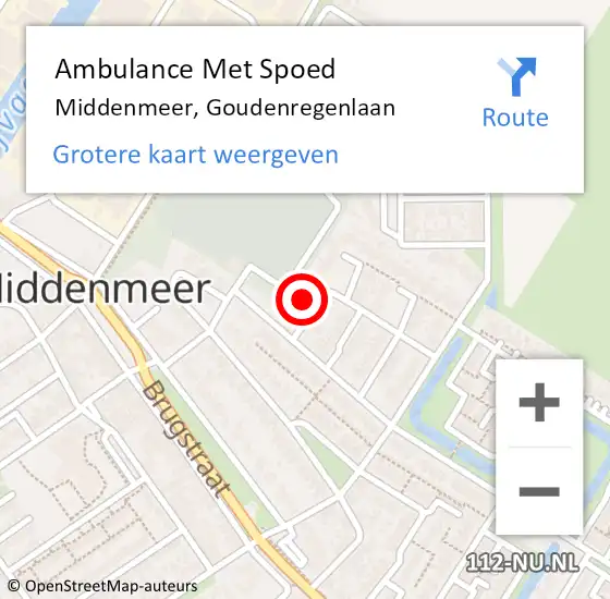 Locatie op kaart van de 112 melding: Ambulance Met Spoed Naar Middenmeer, Goudenregenlaan op 6 mei 2024 19:21
