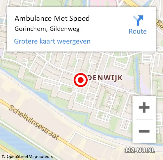 Locatie op kaart van de 112 melding: Ambulance Met Spoed Naar Gorinchem, Gildenweg op 6 mei 2024 19:32