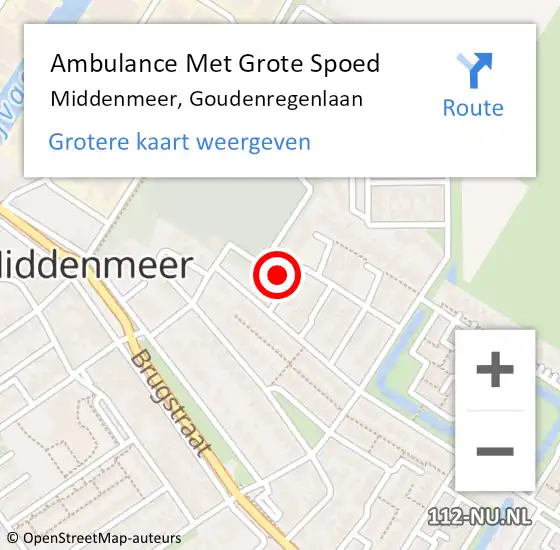 Locatie op kaart van de 112 melding: Ambulance Met Grote Spoed Naar Middenmeer, Goudenregenlaan op 6 mei 2024 19:45