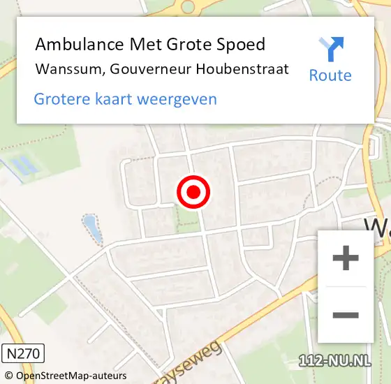 Locatie op kaart van de 112 melding: Ambulance Met Grote Spoed Naar Wanssum, Gouverneur Houbenstraat op 4 oktober 2014 22:53