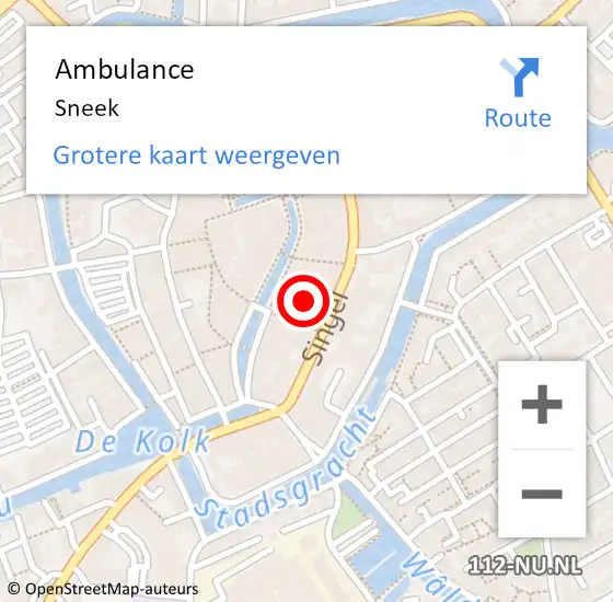 Locatie op kaart van de 112 melding: Ambulance Sneek op 6 mei 2024 20:11