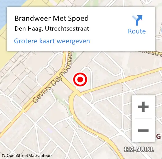 Locatie op kaart van de 112 melding: Brandweer Met Spoed Naar Den Haag, Utrechtsestraat op 6 mei 2024 20:14