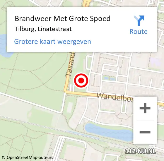 Locatie op kaart van de 112 melding: Brandweer Met Grote Spoed Naar Tilburg, Linatestraat op 6 mei 2024 20:19
