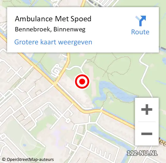 Locatie op kaart van de 112 melding: Ambulance Met Spoed Naar Bennebroek, Binnenweg op 6 mei 2024 20:27