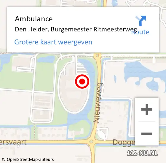 Locatie op kaart van de 112 melding: Ambulance Den Helder, Burgemeester Ritmeesterweg op 6 mei 2024 20:30