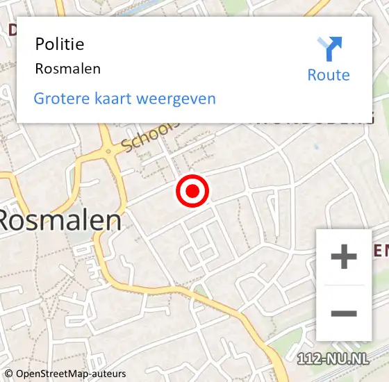 Locatie op kaart van de 112 melding: Politie Rosmalen op 6 mei 2024 21:30