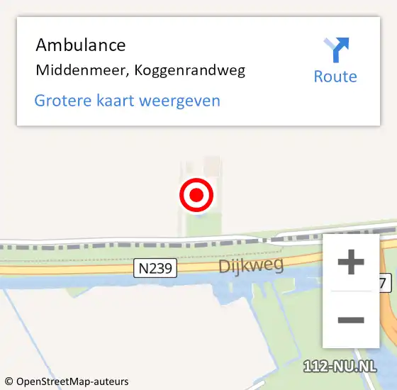 Locatie op kaart van de 112 melding: Ambulance Middenmeer, Koggenrandweg op 6 mei 2024 21:50
