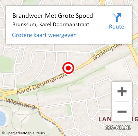 Locatie op kaart van de 112 melding: Brandweer Met Grote Spoed Naar Brunssum, Karel Doormanstraat op 6 mei 2024 21:53