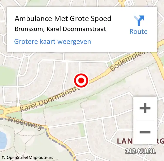 Locatie op kaart van de 112 melding: Ambulance Met Grote Spoed Naar Brunssum, Karel Doormanstraat op 6 mei 2024 21:55