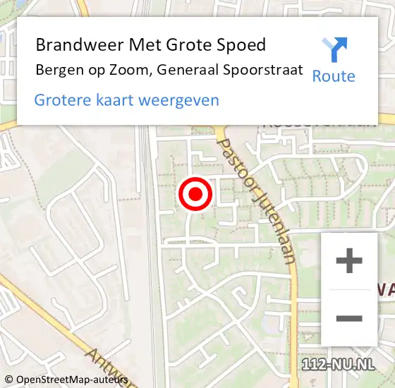 Locatie op kaart van de 112 melding: Brandweer Met Grote Spoed Naar Bergen op Zoom, Generaal Spoorstraat op 6 mei 2024 22:00