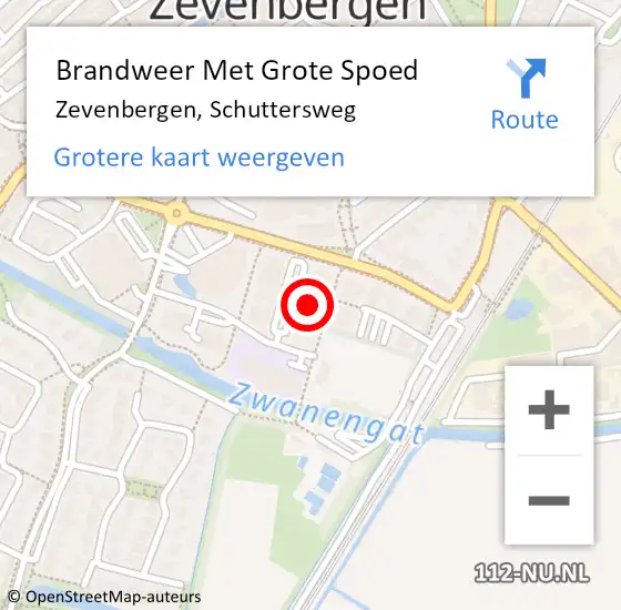 Locatie op kaart van de 112 melding: Brandweer Met Grote Spoed Naar Zevenbergen, Schuttersweg op 6 mei 2024 22:00