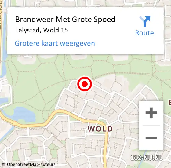 Locatie op kaart van de 112 melding: Brandweer Met Grote Spoed Naar Lelystad, Wold 15 op 6 mei 2024 22:42