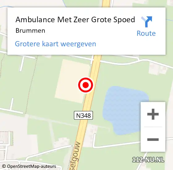 Locatie op kaart van de 112 melding: Ambulance Met Zeer Grote Spoed Naar Brummen op 6 mei 2024 23:02