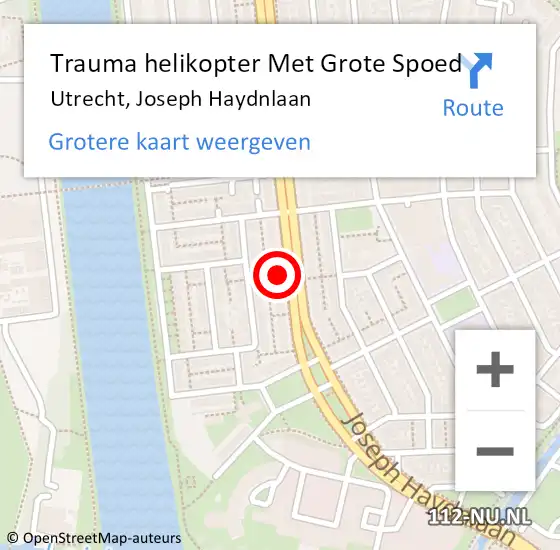 Locatie op kaart van de 112 melding: Trauma helikopter Met Grote Spoed Naar Utrecht, Joseph Haydnlaan op 6 mei 2024 23:17