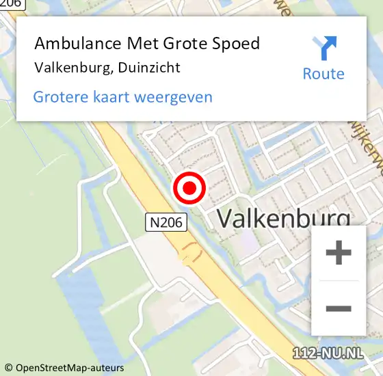 Locatie op kaart van de 112 melding: Ambulance Met Grote Spoed Naar Valkenburg, Duinzicht op 6 mei 2024 23:17