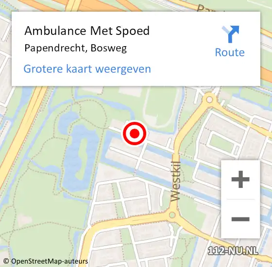 Locatie op kaart van de 112 melding: Ambulance Met Spoed Naar Papendrecht, Bosweg op 6 mei 2024 23:19