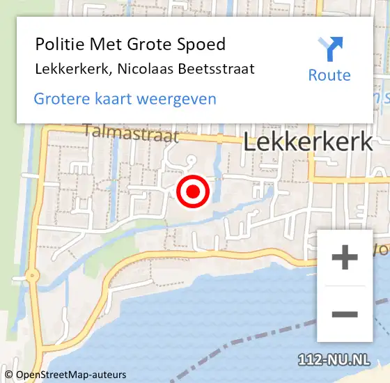 Locatie op kaart van de 112 melding: Politie Met Grote Spoed Naar Lekkerkerk, Nicolaas Beetsstraat op 6 mei 2024 23:21