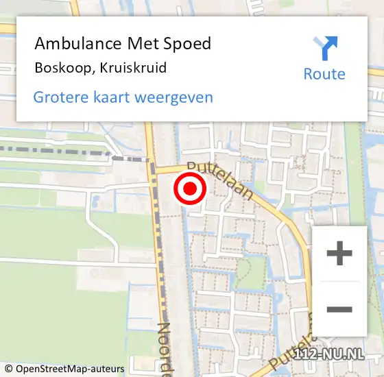 Locatie op kaart van de 112 melding: Ambulance Met Spoed Naar Boskoop, Kruiskruid op 6 mei 2024 23:23