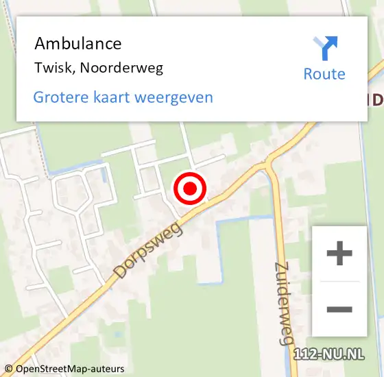 Locatie op kaart van de 112 melding: Ambulance Twisk, Noorderweg op 7 mei 2024 00:14