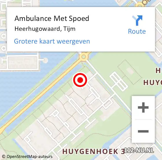 Locatie op kaart van de 112 melding: Ambulance Met Spoed Naar Heerhugowaard, Tijm op 7 mei 2024 00:28