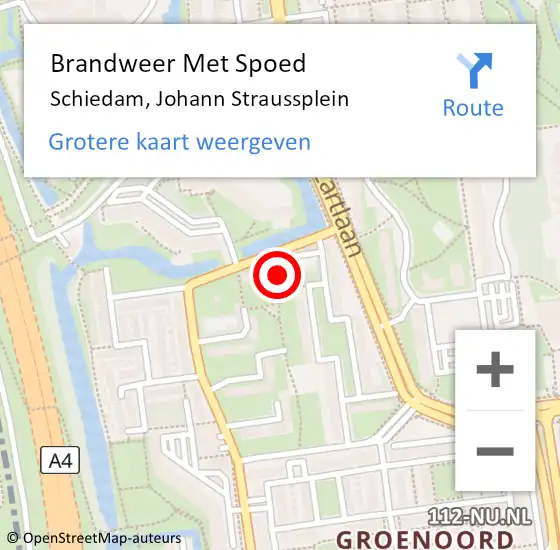 Locatie op kaart van de 112 melding: Brandweer Met Spoed Naar Schiedam, Johann Straussplein op 7 mei 2024 00:39
