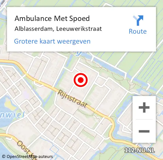 Locatie op kaart van de 112 melding: Ambulance Met Spoed Naar Alblasserdam, Leeuwerikstraat op 7 mei 2024 00:45