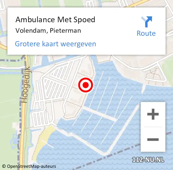 Locatie op kaart van de 112 melding: Ambulance Met Spoed Naar Volendam, Pieterman op 7 mei 2024 00:46
